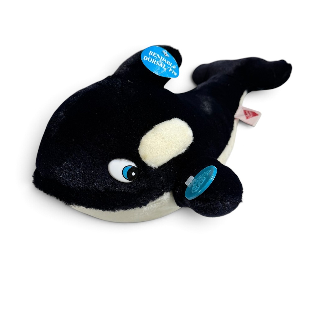 Vintage 1993 Dakin Free Willy Orca Killer Whale Plush Bendable Fin Stuffed Toy